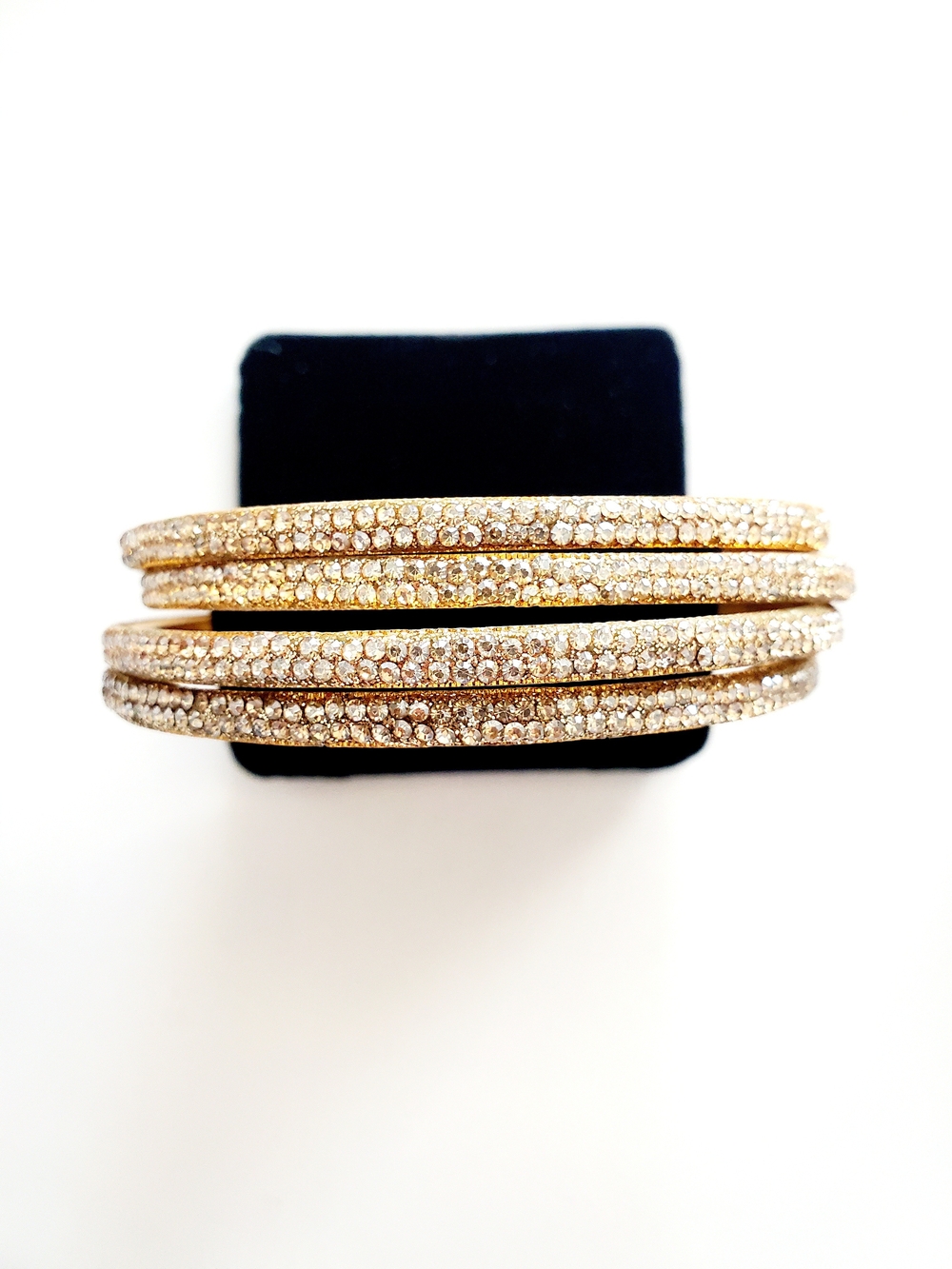 Gold Crystal Multi-Row Bangle Bracelet - Women Jewelry